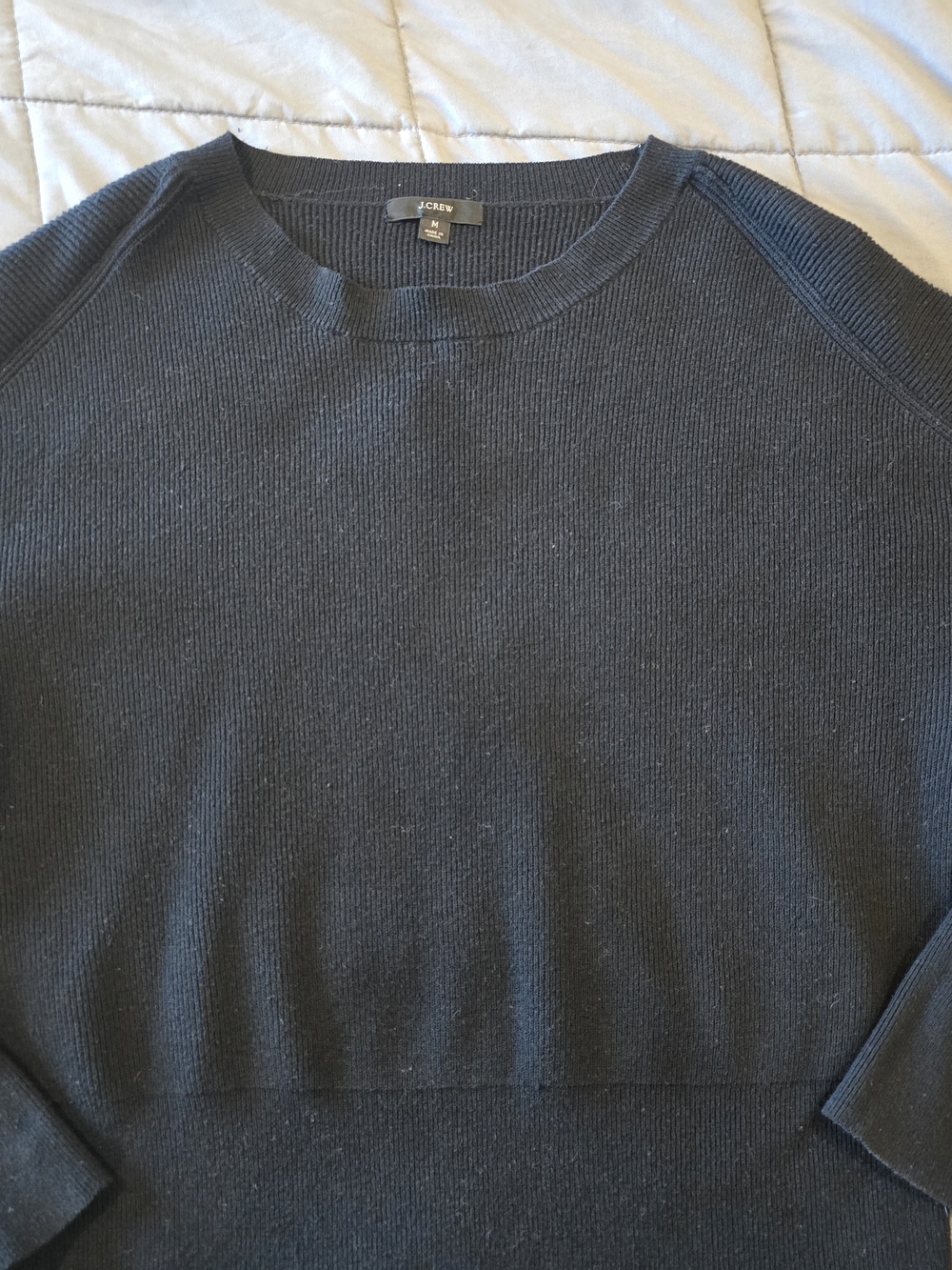 J. Crew Womens Black Ribbed Crewneck Sweater